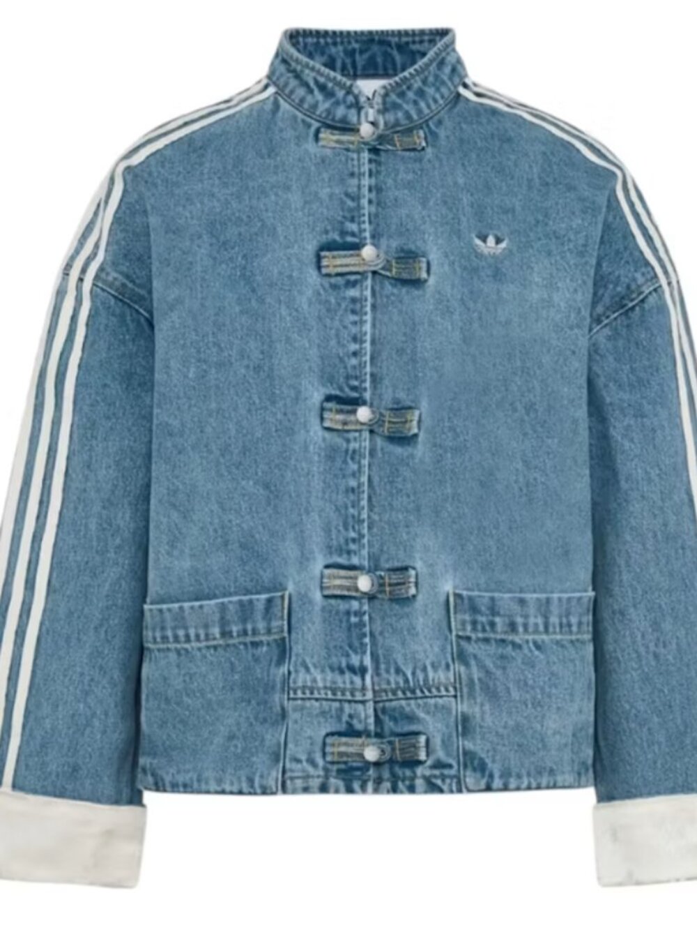 adidas originals Women Chinese Jacket Denim silk floral details BNWT size M/L/XL